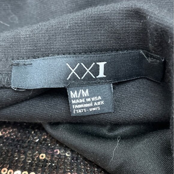 XXI Black & Bronze Sequin Strapless Mini Dress Sz M - Picture 4 of 6